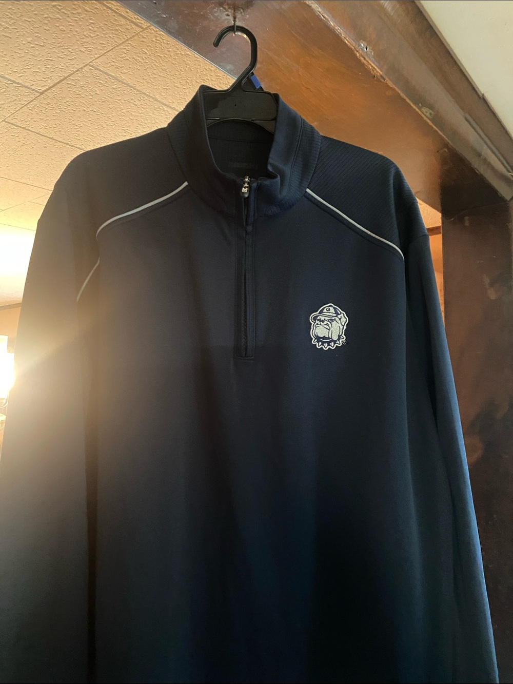 Georgetown-Navy Quarter-Zip Pullover with Bulldog Logo